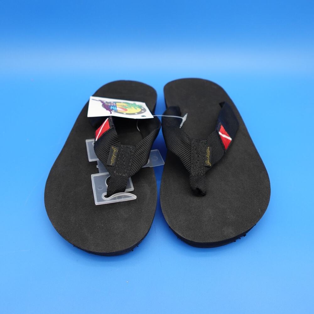 Gurkee's Dive Flag Flip Flops Men's 10-11 Black Beach Pool Sandals New
